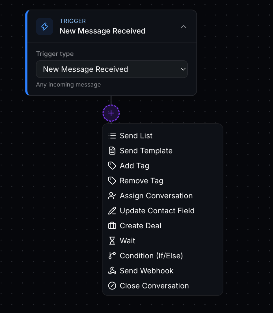Visual Chatbot Flow Builder Canvas